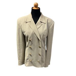 SILK SALVATORE FERRAGAMO VINTAGE DOUBLE BREASTED BLAZER WITH GOLD HEEL BUTTONS